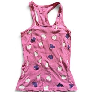 Pink Tank Top with Glitter Heart Pattern